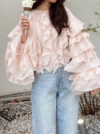 【一部予約】【mic】ラッフルシアーブラウス【発送予定日 5月上旬~5月中旬】