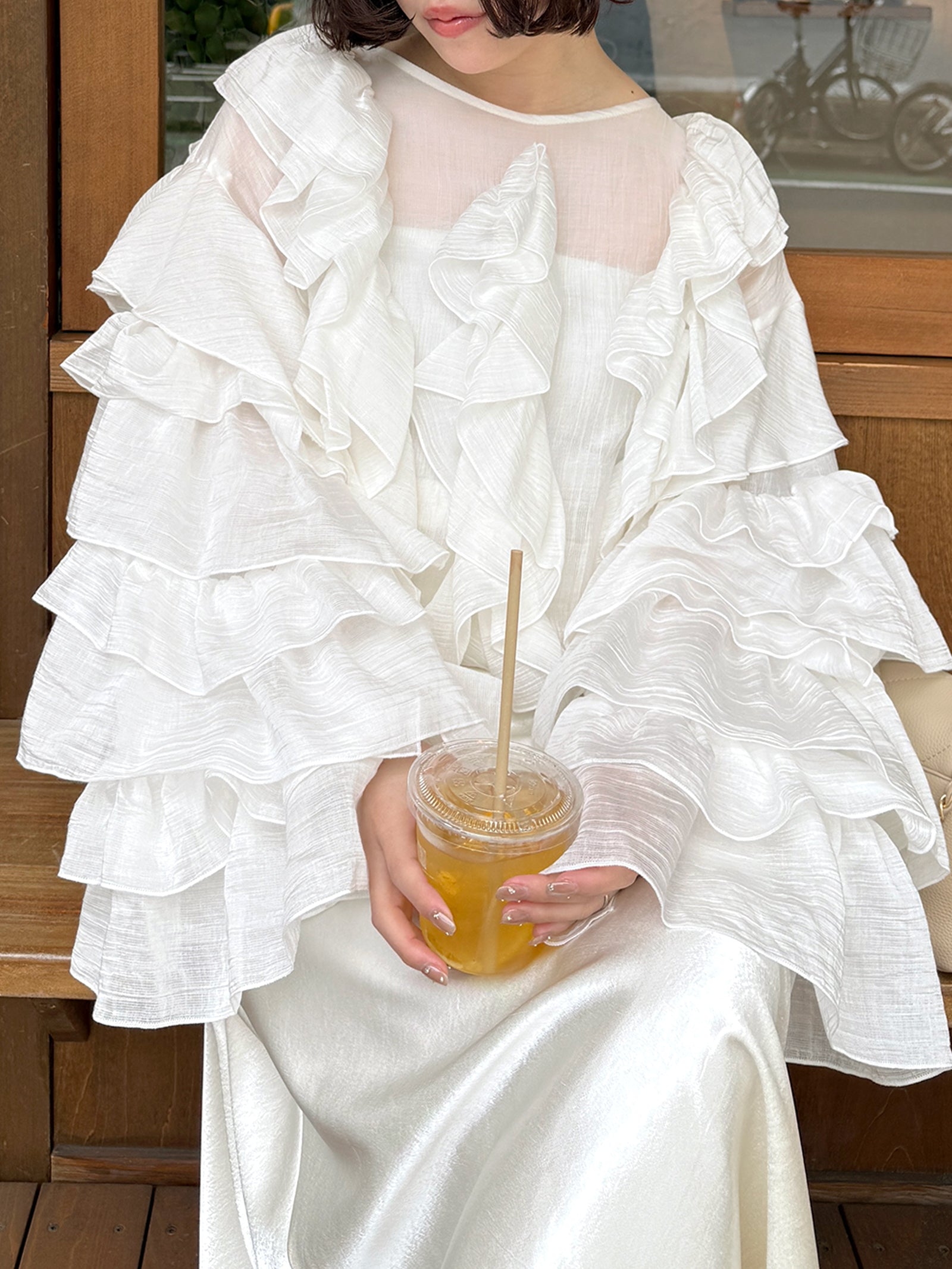 【一部予約】【mic】ラッフルシアーブラウス【発送予定日 5月上旬~5月中旬】