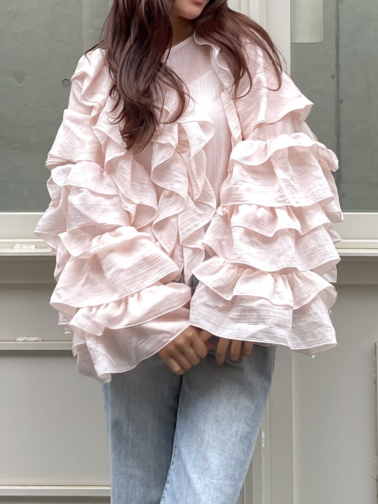 【一部予約】【mic】ラッフルシアーブラウス【発送予定日 5月上旬~5月中旬】