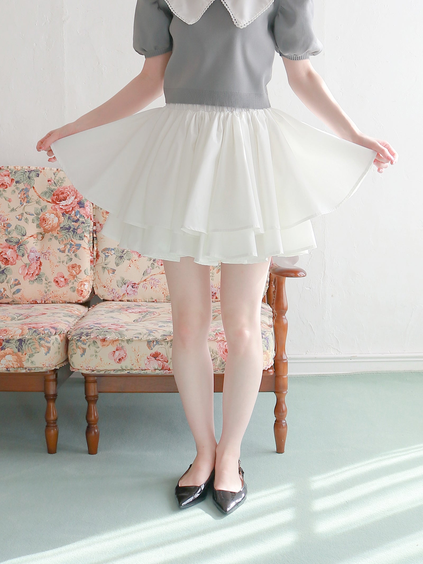 【予約】【mic】ダブルフレアスカート【発送予定日 4月中旬~4月下旬】