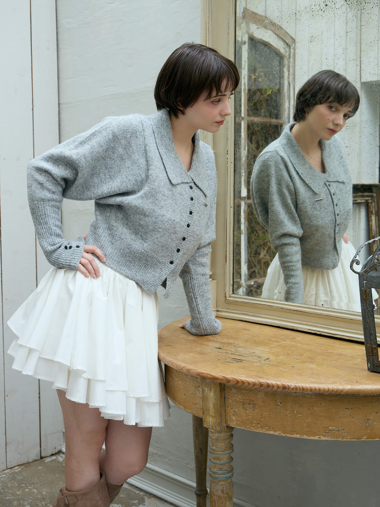 【予約】【mic】ボリュームボタンニット【発送予定日 10月上旬～10月中旬】