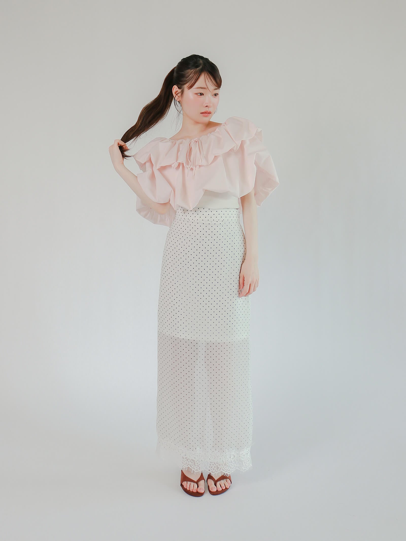 【mic】ドットレーススカート