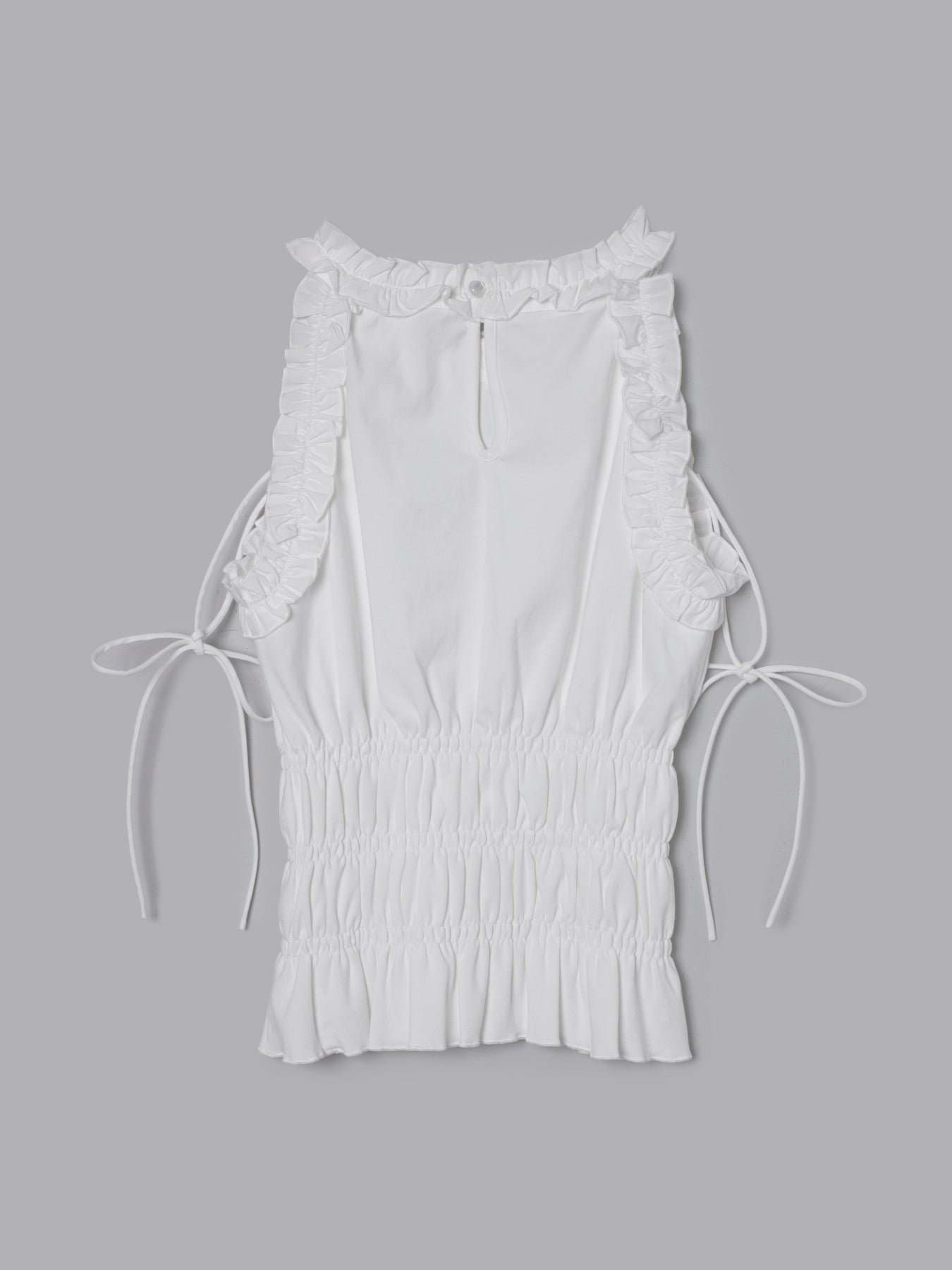 フリルトップ✖️パールホルターネックドレスwrdXS an/アン】セットアップ ホルターネック フリル パール ジップ