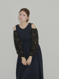 2wayジャガードスリーブニットワンピース