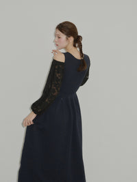 2wayジャガードスリーブニットワンピース