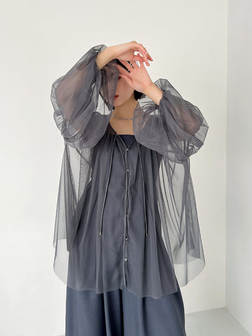 PRIVEVE×RUNA オパールチュールトップス ホワイト 2wayパフチュールトップス