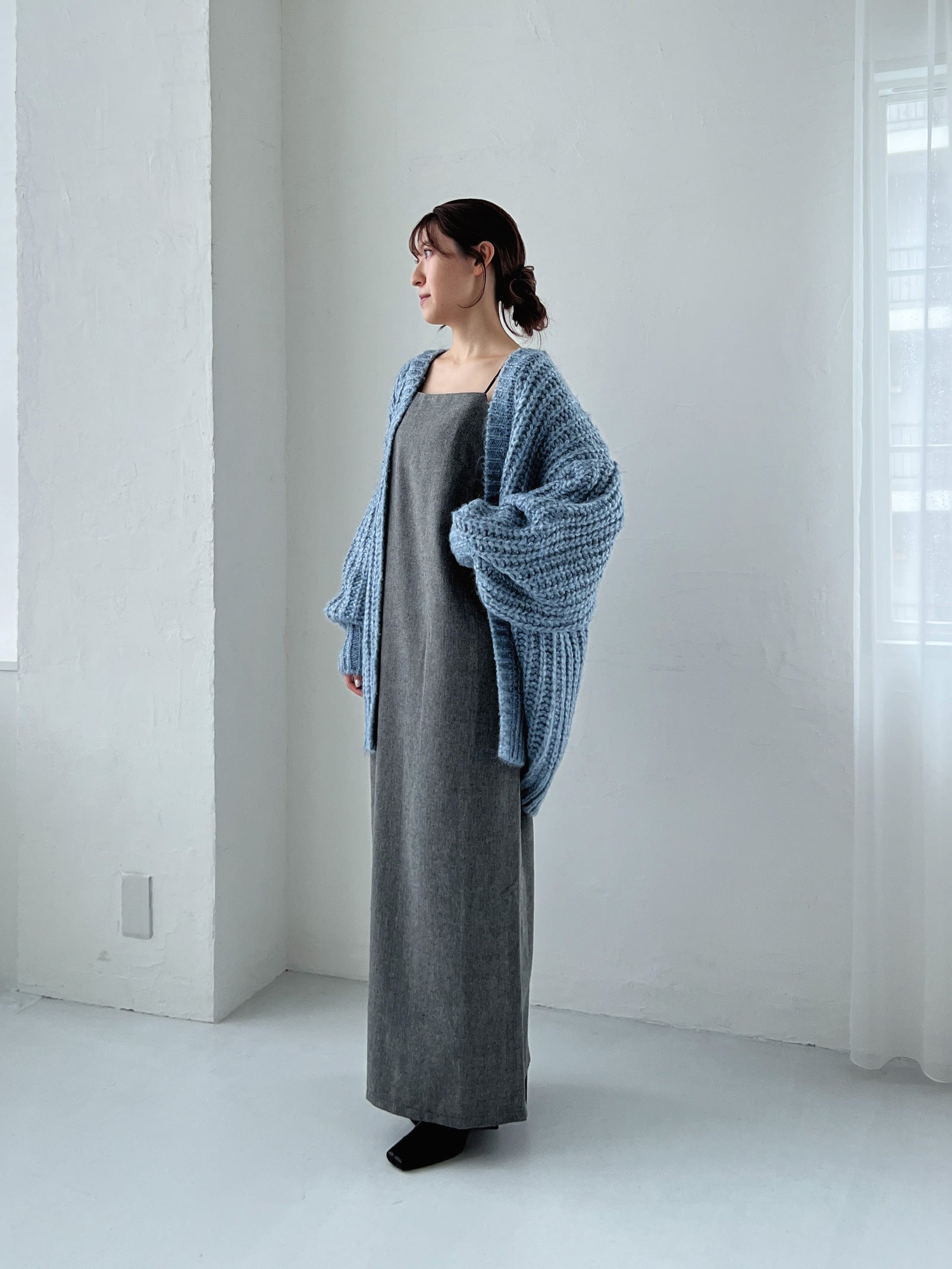 メランジオーバーサイズルーズカーディガン