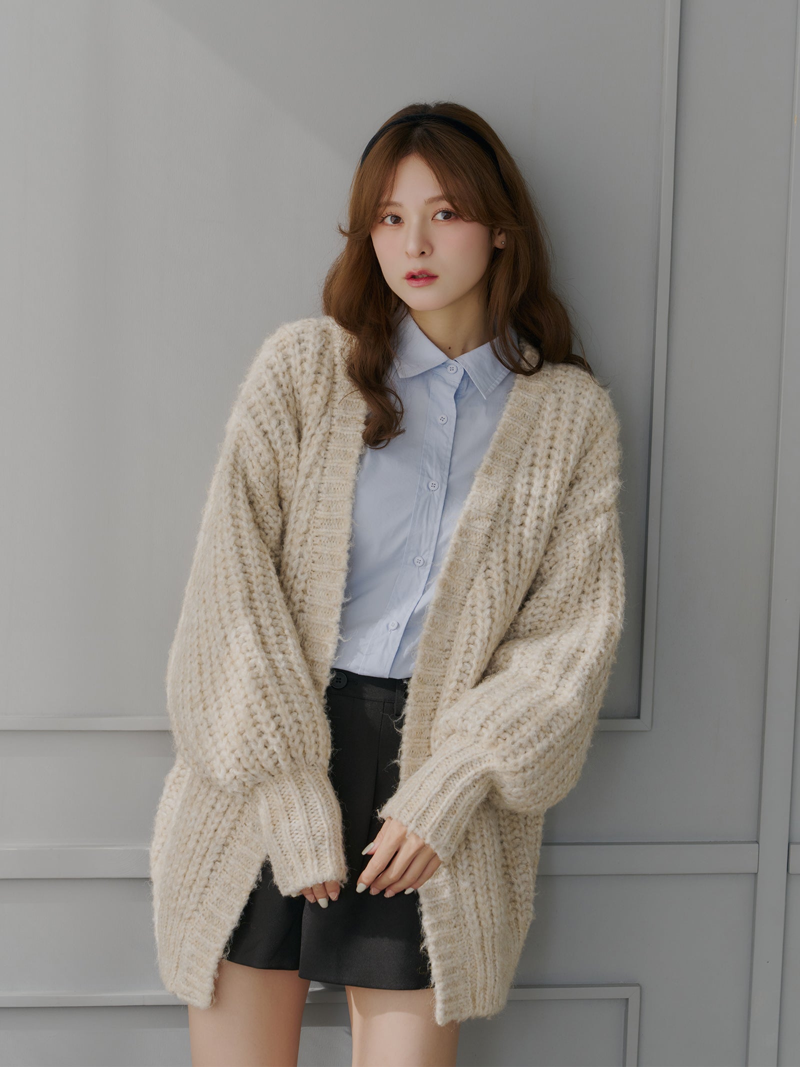 メランジオーバーサイズルーズカーディガン