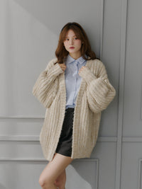 メランジオーバーサイズルーズカーディガン