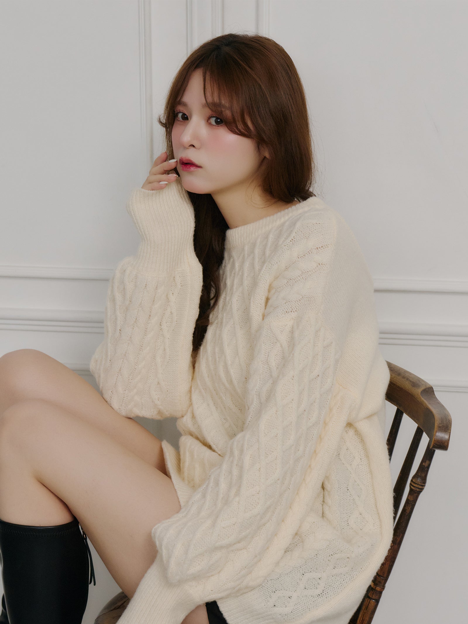 バックベルトオープンニット