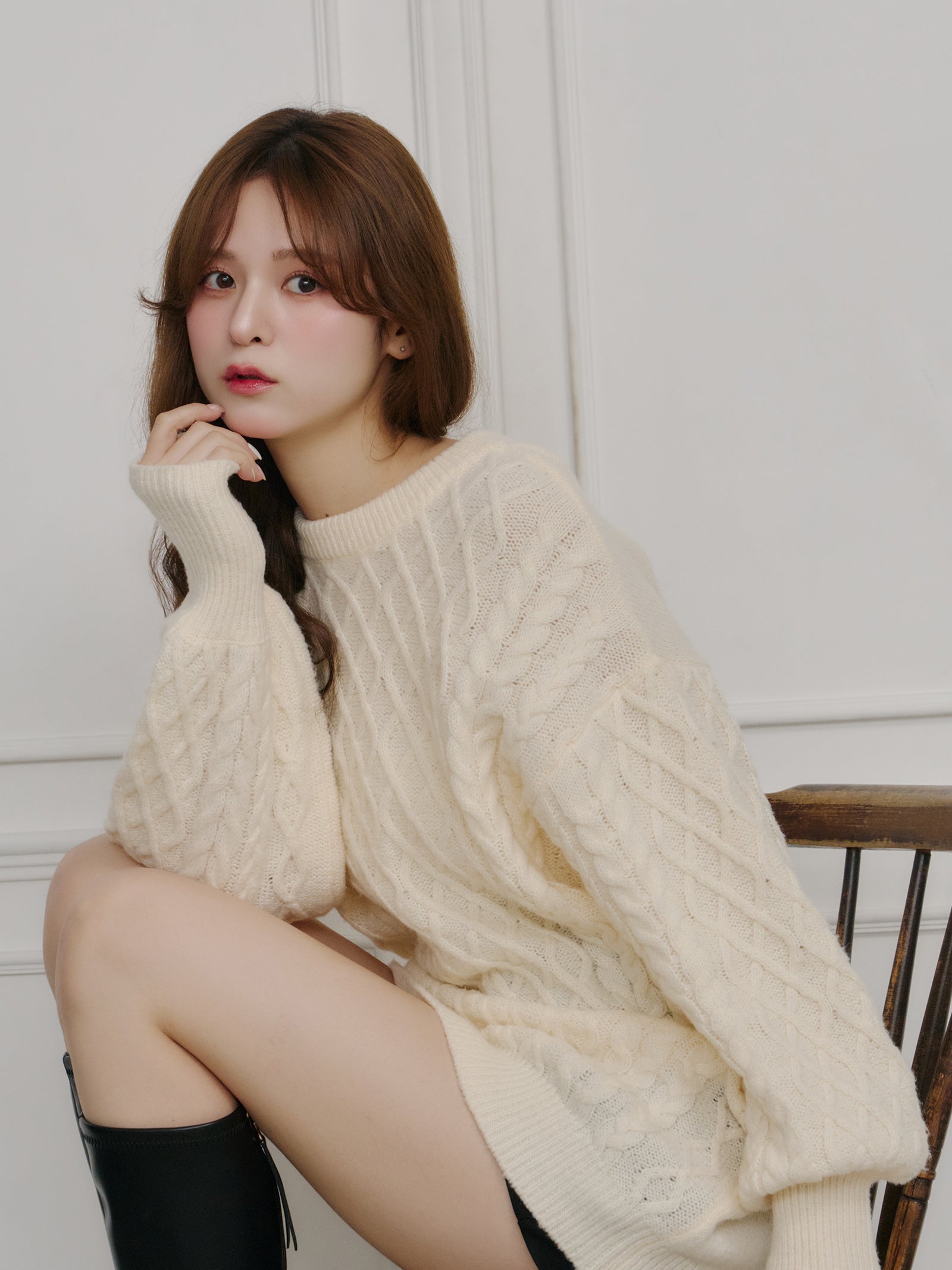 バックベルトオープンニット