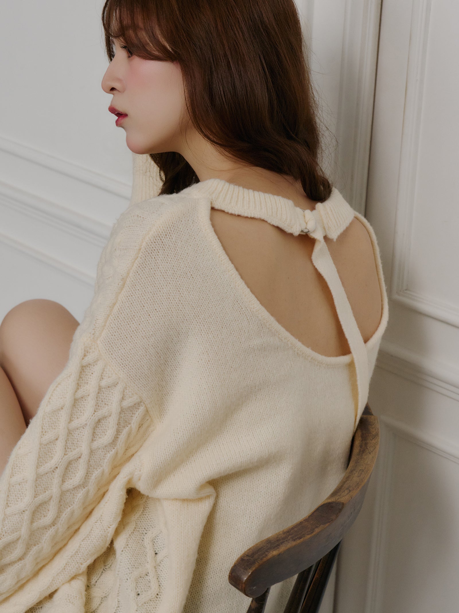 バックベルトオープンニット