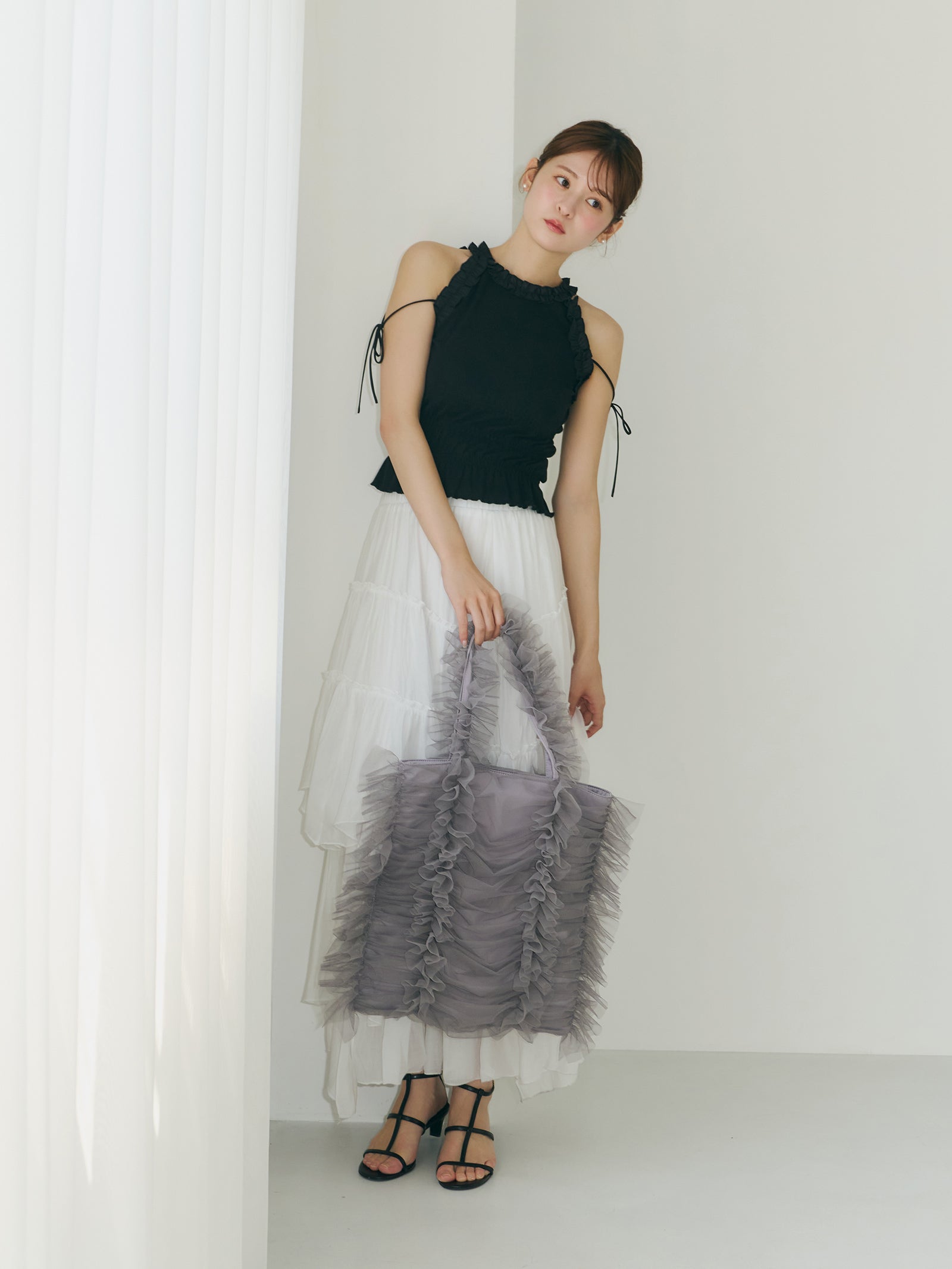 即完売　激レア　美品＜H＞チュールシャーリング プルオーバー Casselini/Olu.別注カラー】チュールシャーリングトート