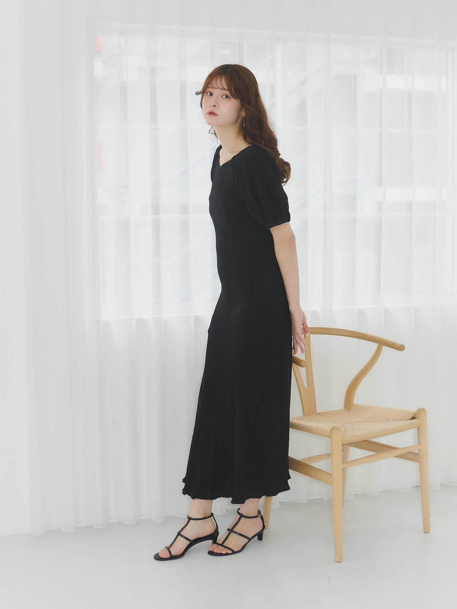 ランタンスリーブロングワンピース