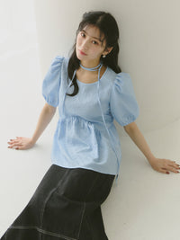 【Kanako×Olu.】ジャガードパフスリーブトップス