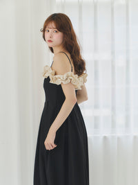 【一部予約】【Kanako×Olu.】ショルダーフリルタックワンピース【発送予定日 8月中旬~8月下旬】