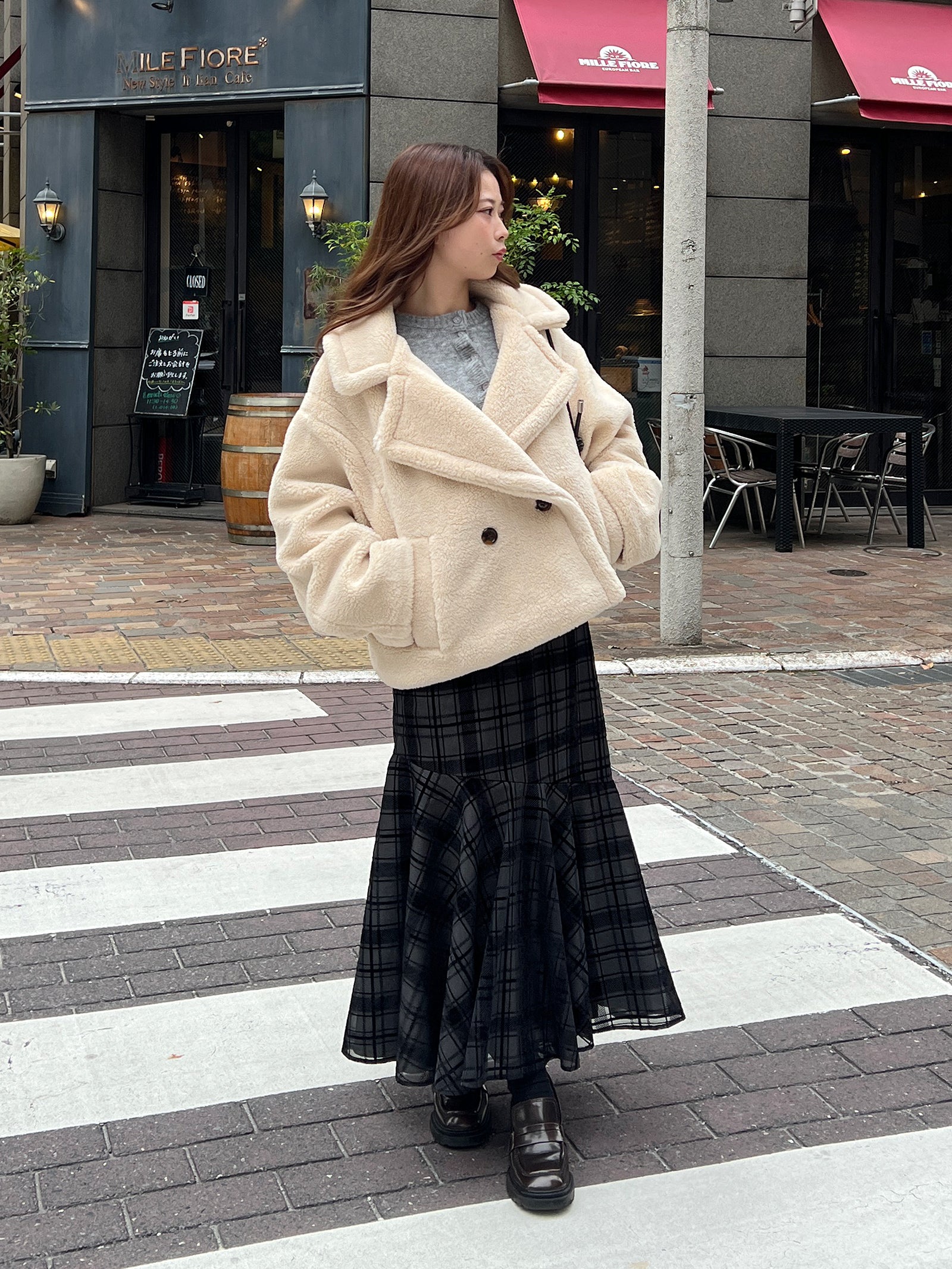 期間限定10%OFF】テーラードボアショートコート