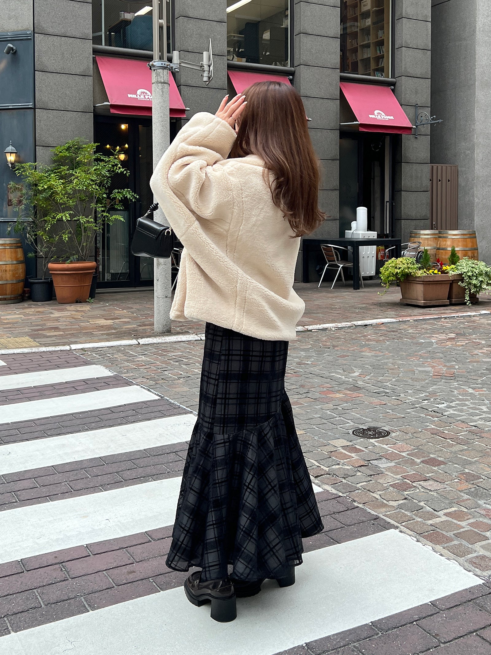 テーラードボアショートコート