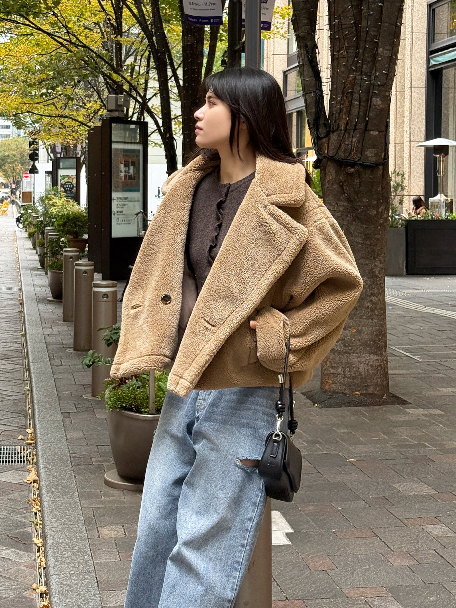 テーラードボアショートコート