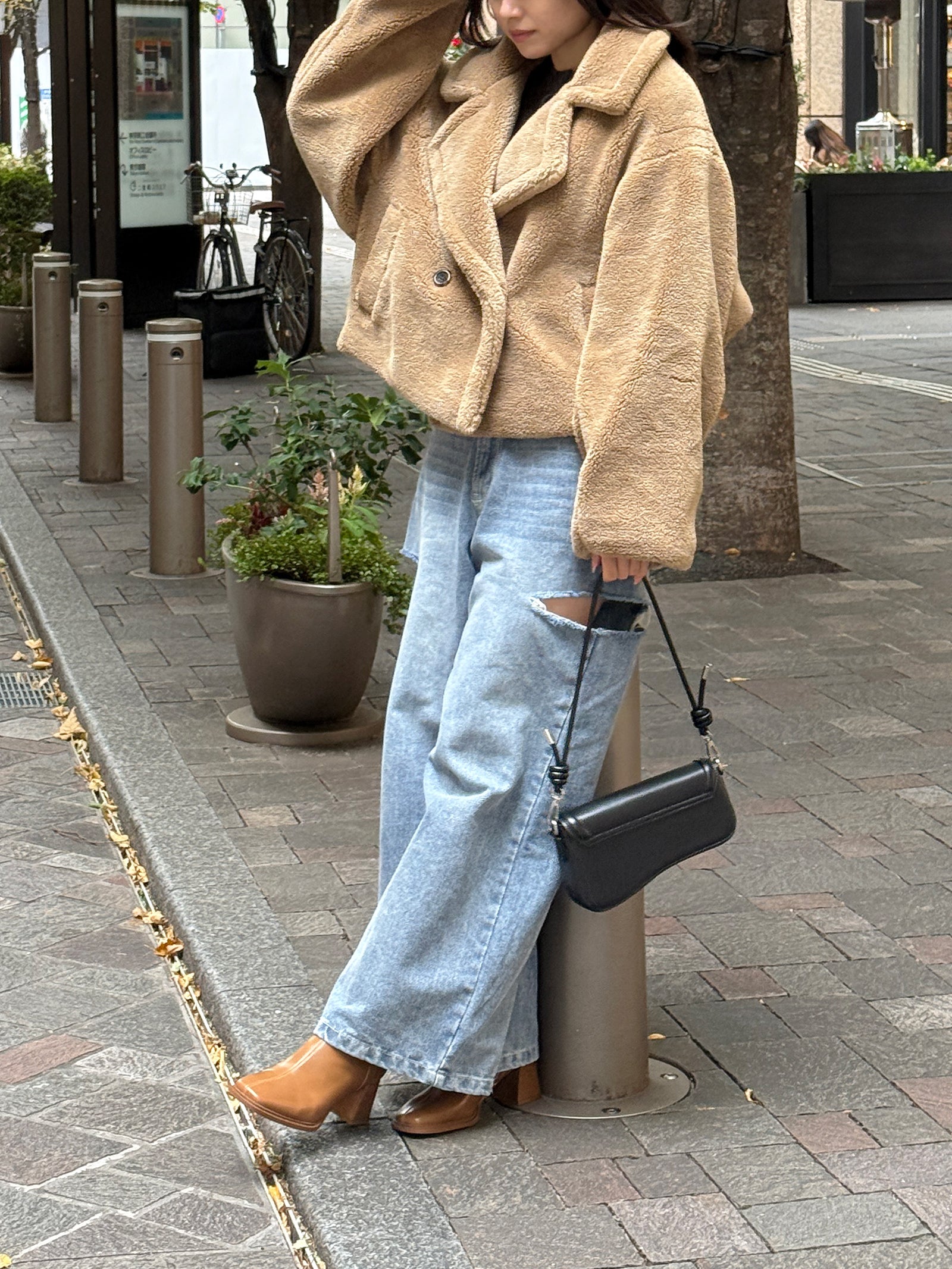 テーラードボアショートコート