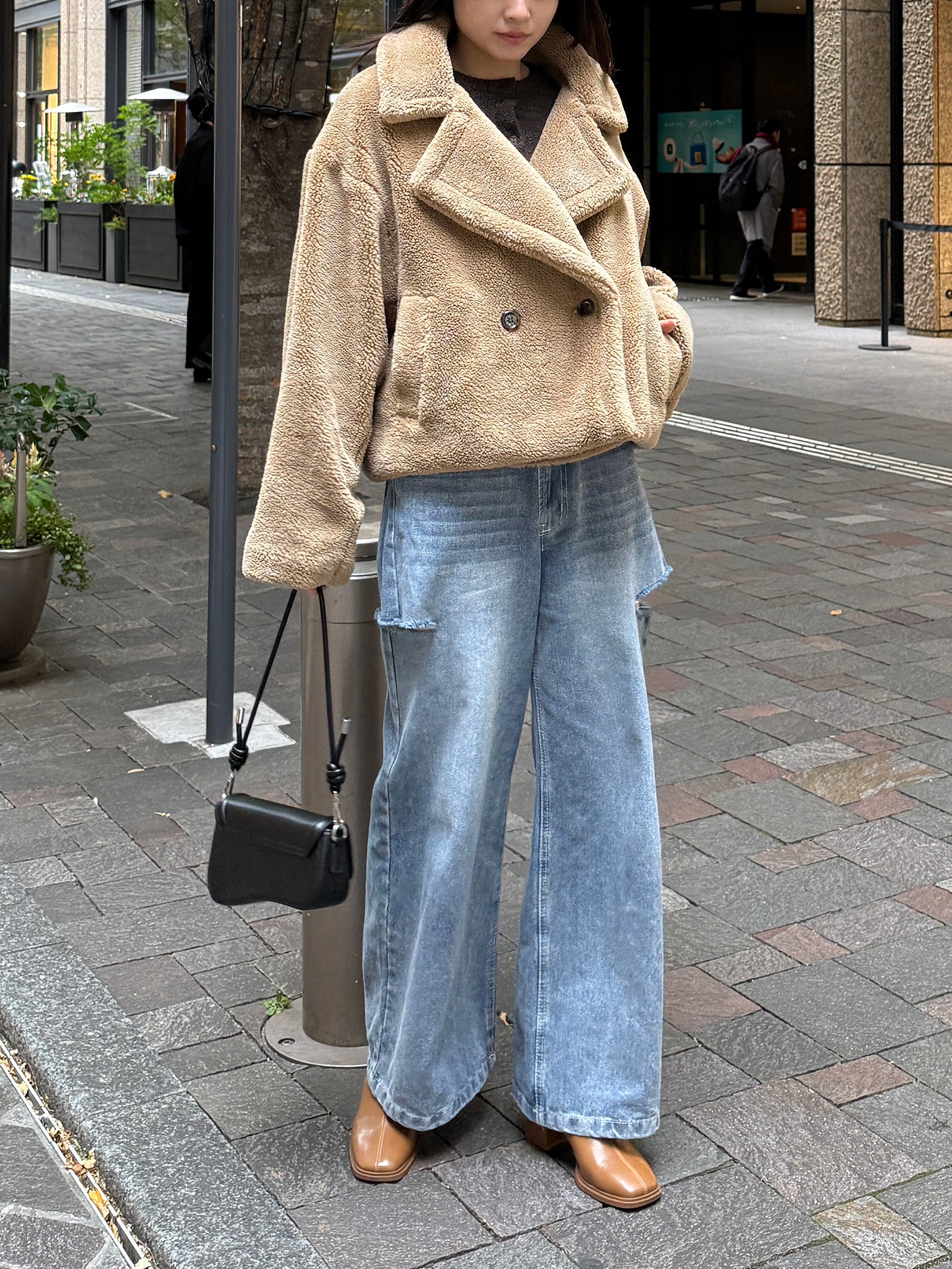 テーラードボアショートコート