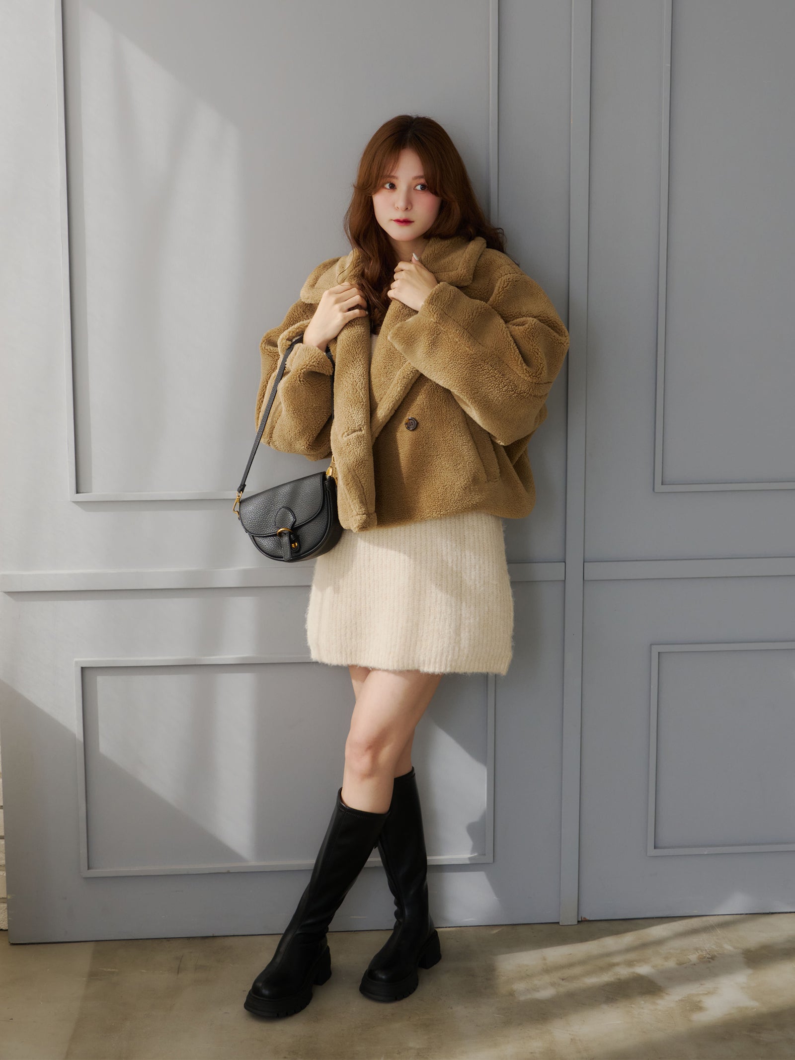 テーラードボアショートコート