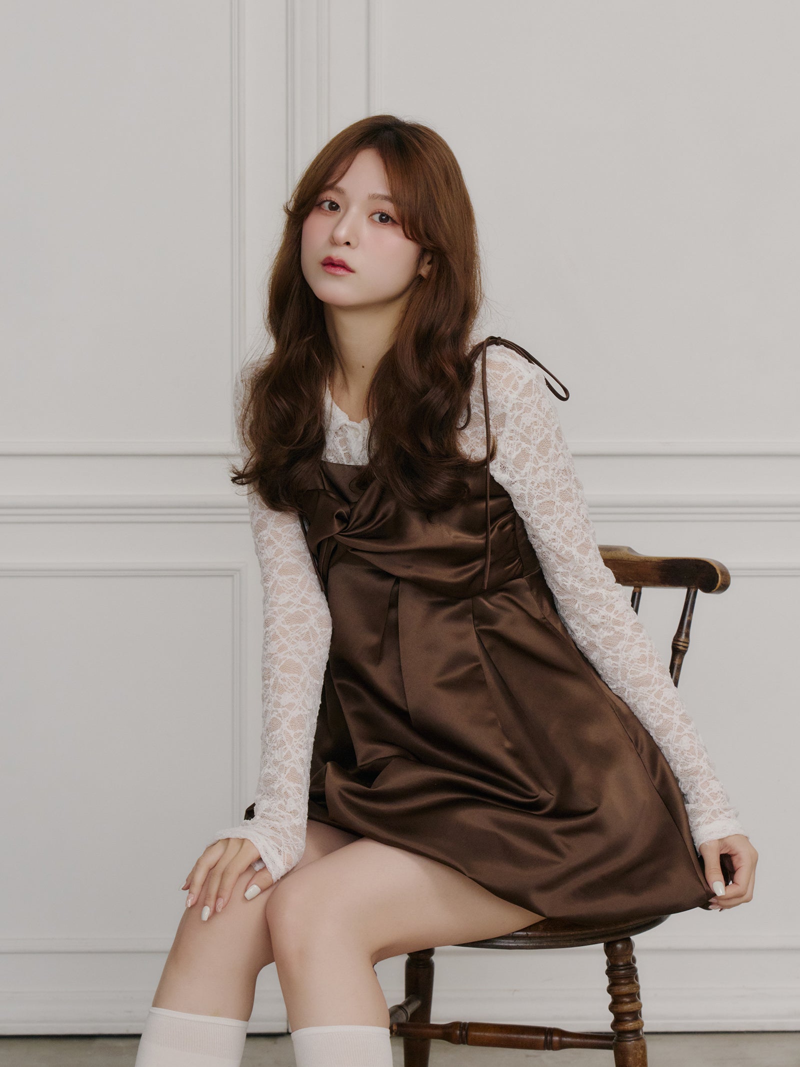 サテンバルーンミニワンピース