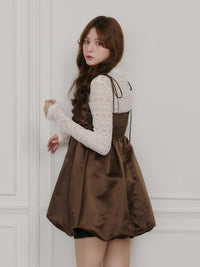 サテンバルーンミニワンピース