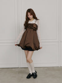 サテンバルーンミニワンピース