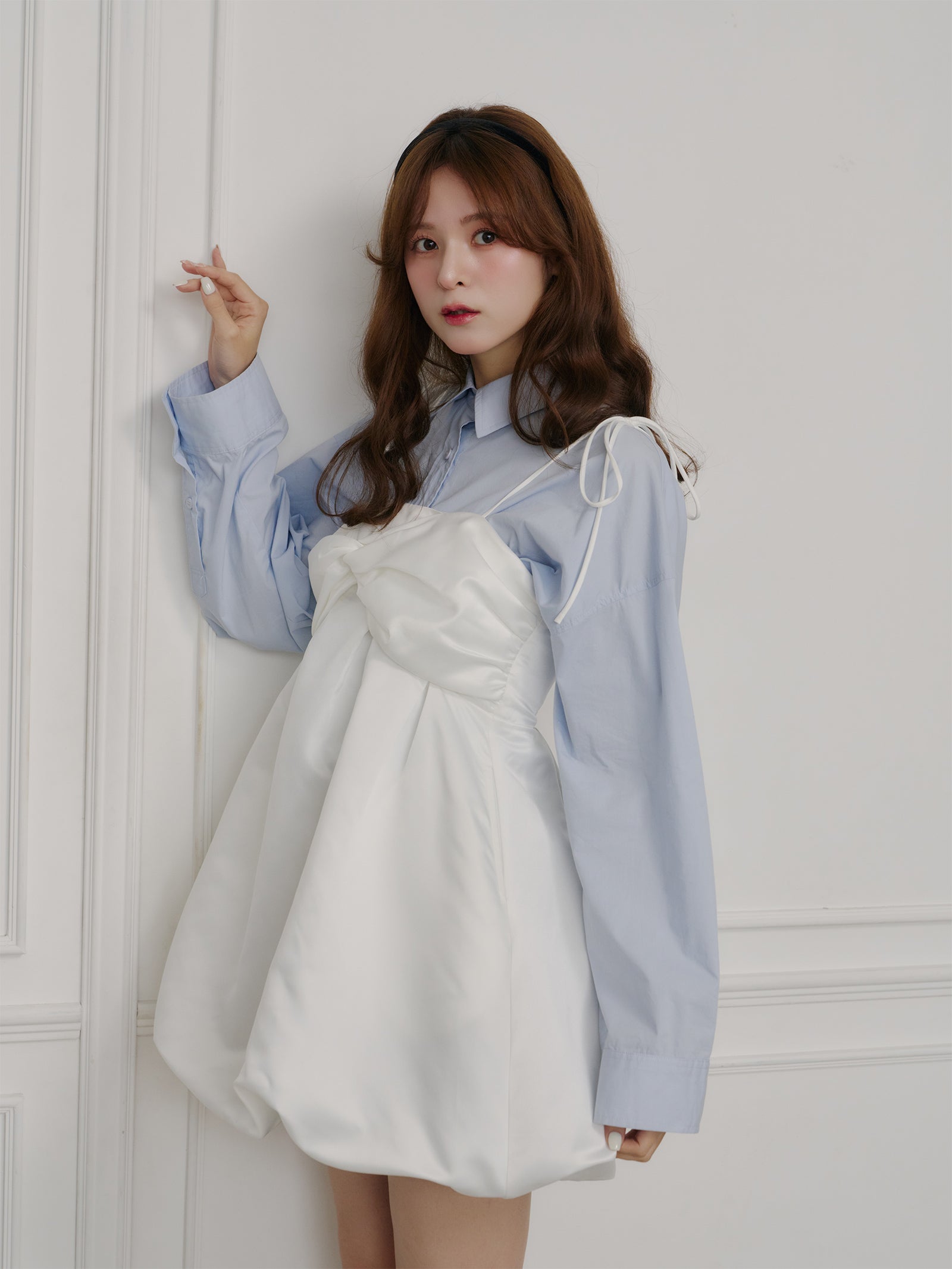 サテンバルーンミニワンピース