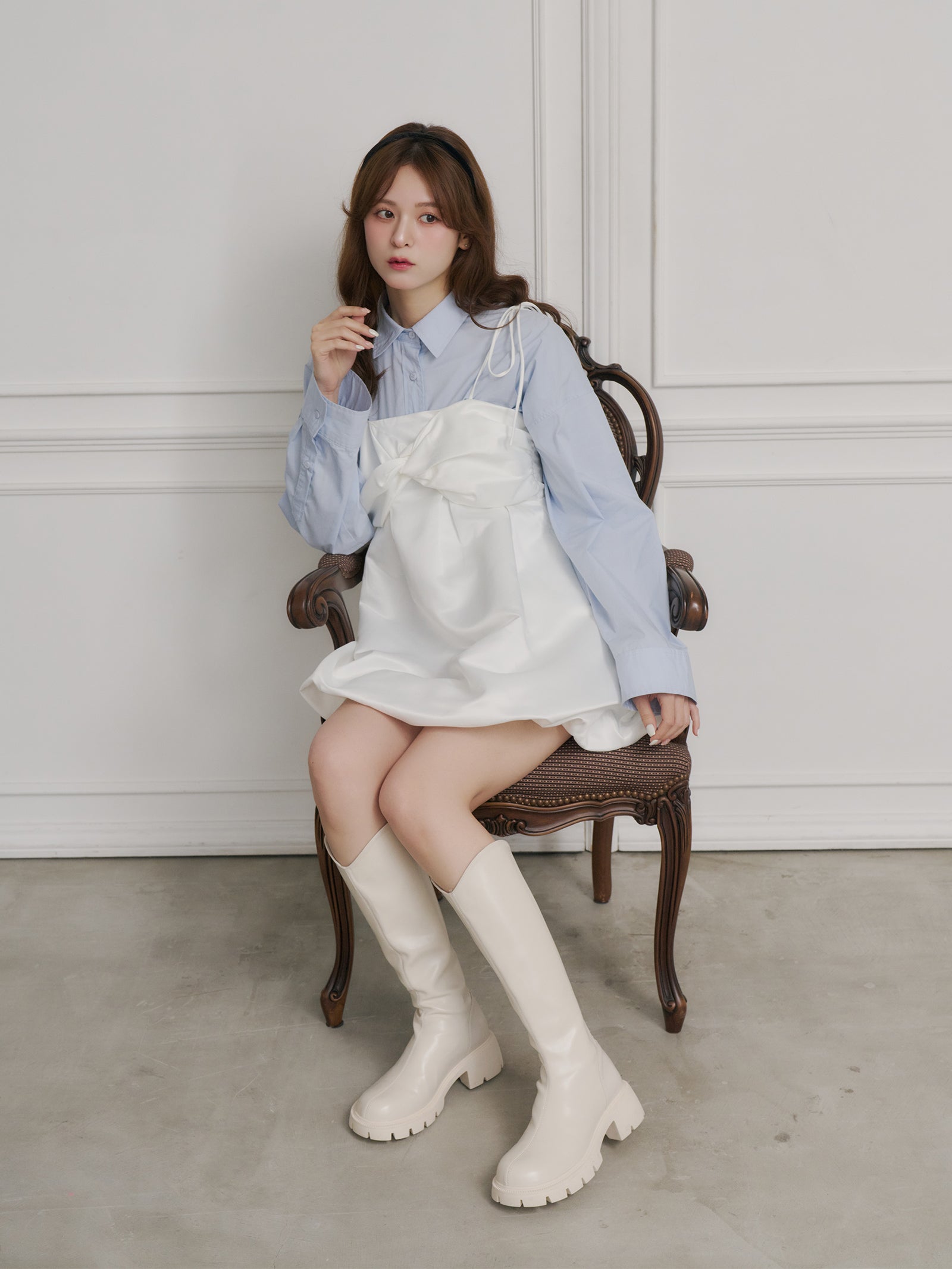 サテンバルーンミニワンピース