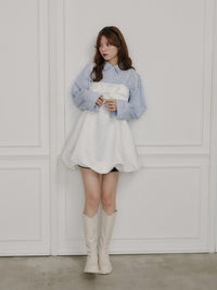 サテンバルーンミニワンピース