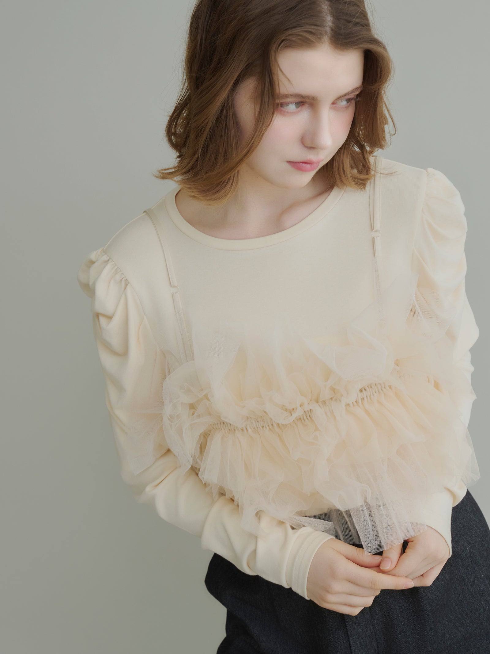 シャギーショートVネックニット