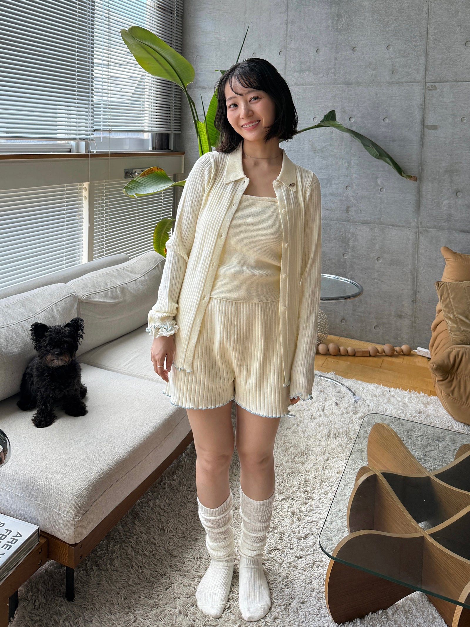 【うるちん☆こみ×Olu.】リブニットカーディガン