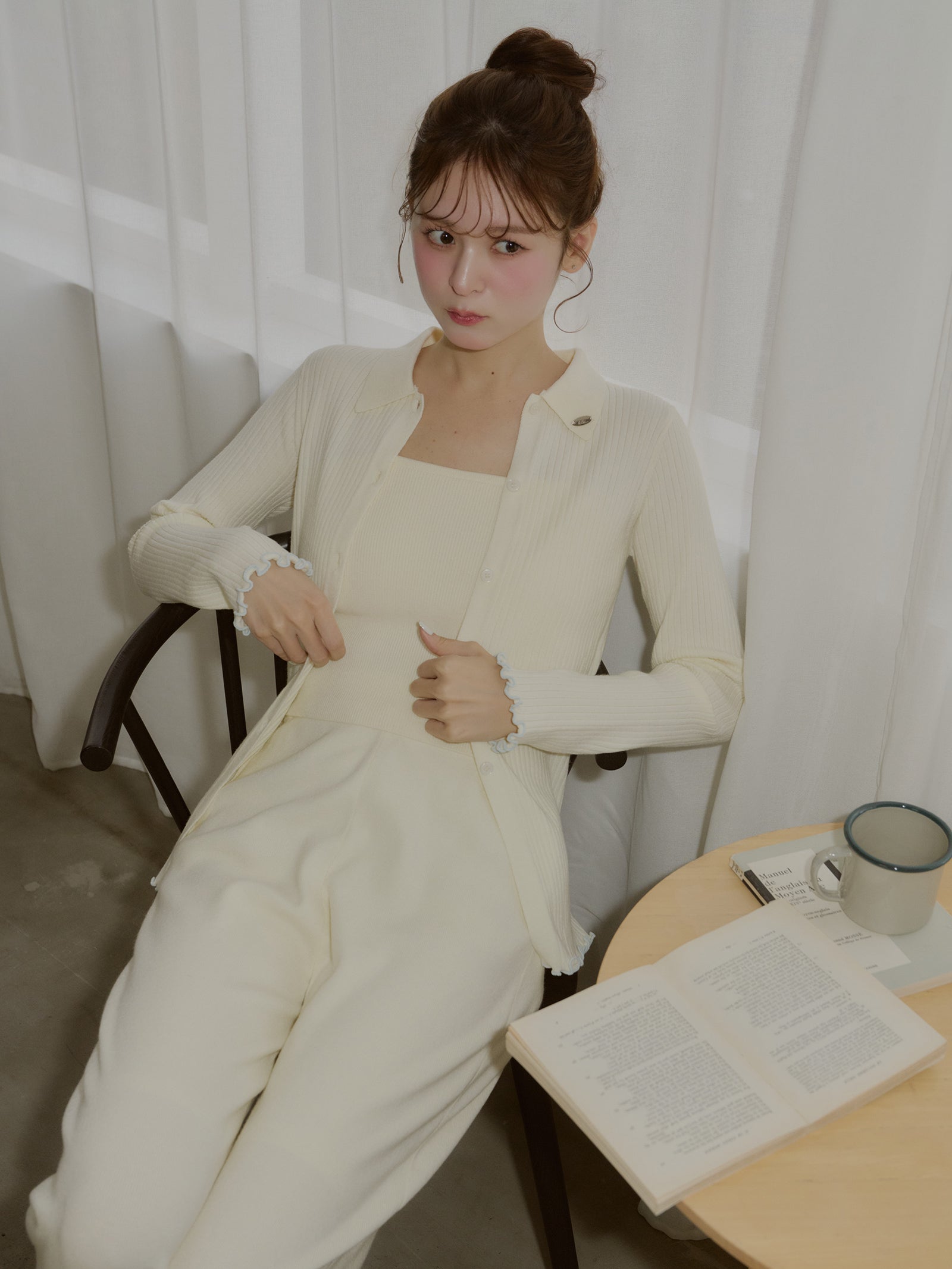 【SET_5%OFF】うるちん☆こみ×Olu.【リブニットカーディガン+リブニットキャミソール】2点セット