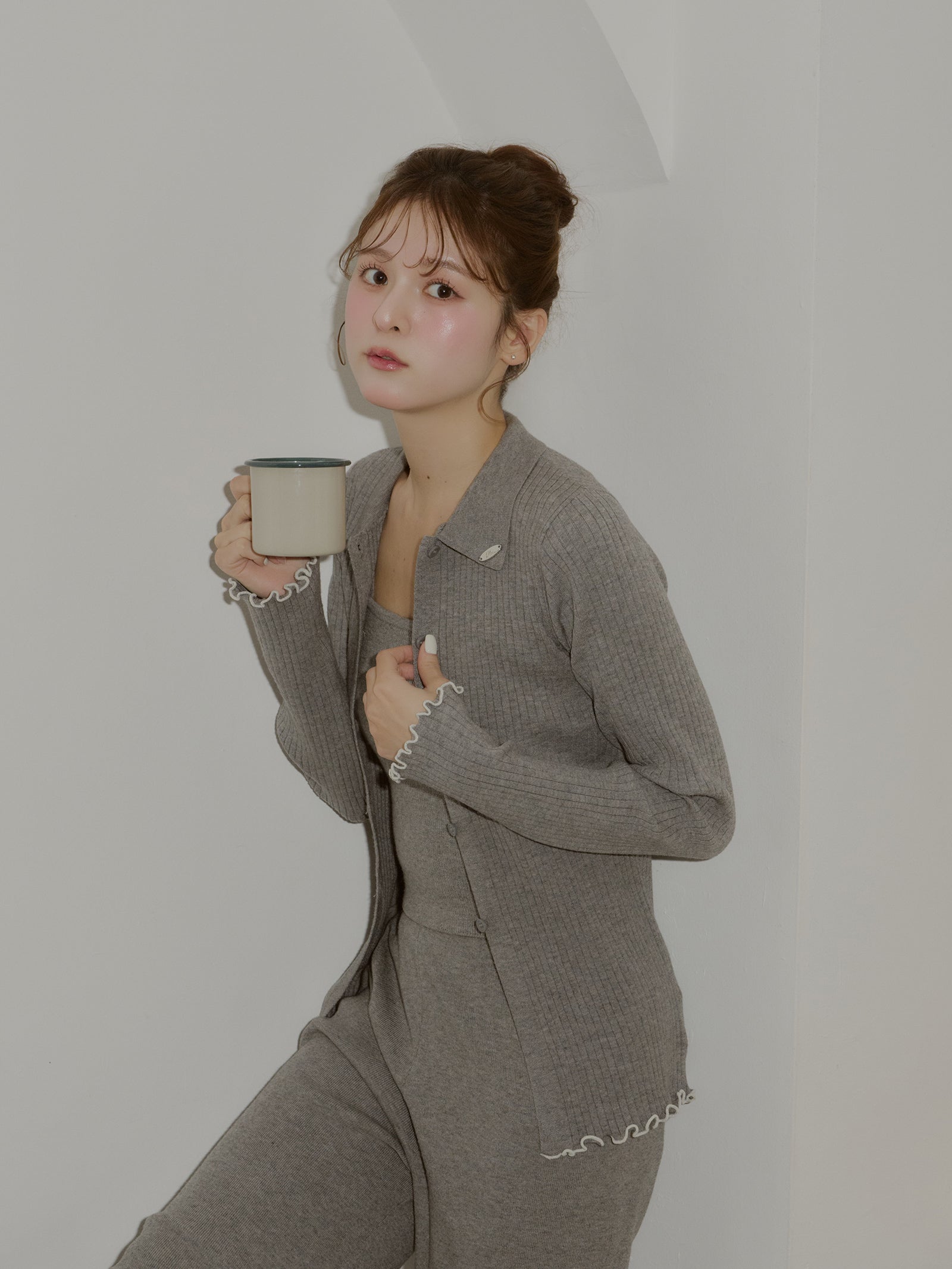 【うるちん☆こみ×Olu.】リブニットカーディガン