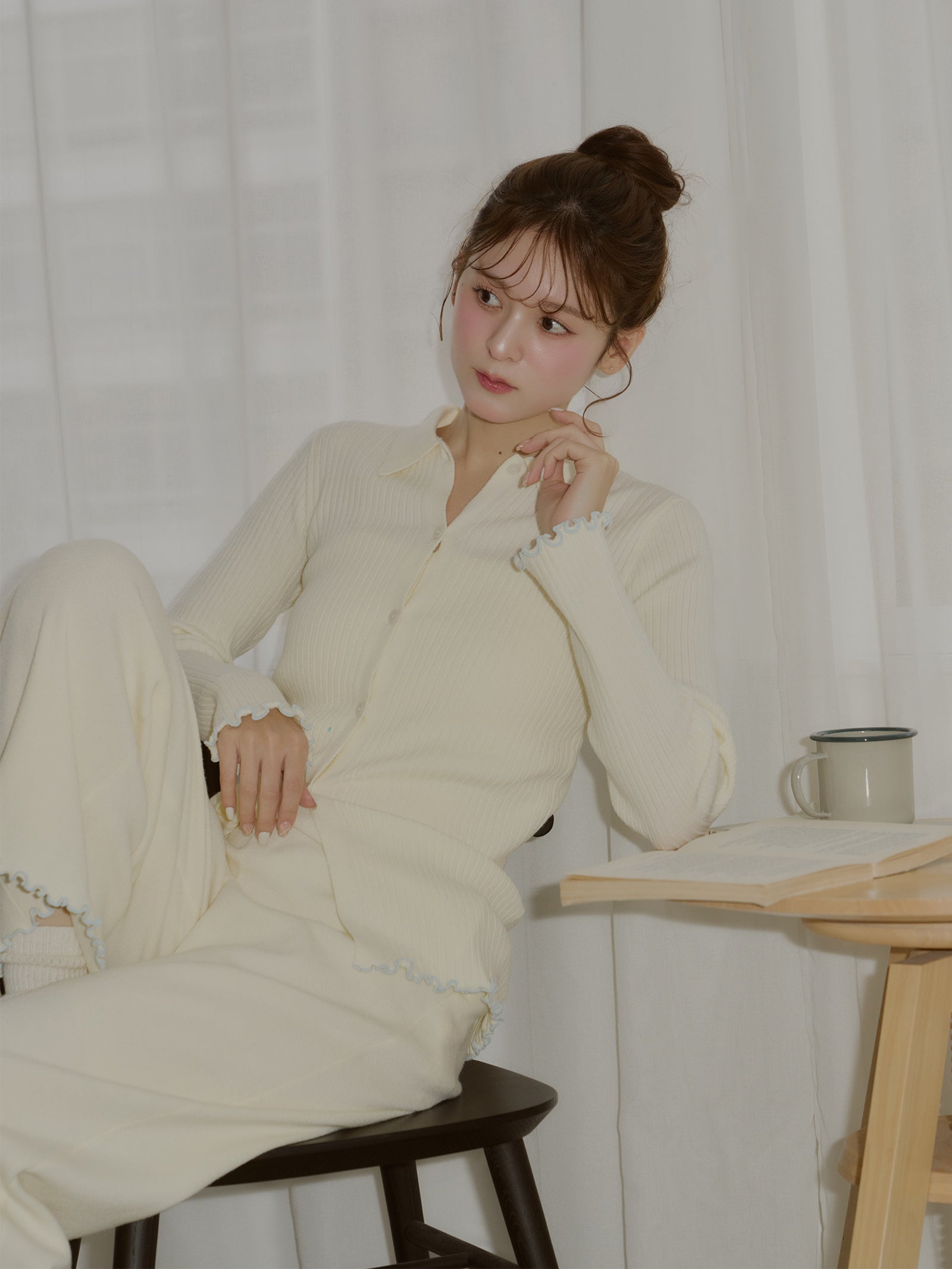 【うるちん☆こみ×Olu.】リブニットロングパンツ