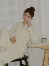 【うるちん☆こみ×Olu.】リブニットロングパンツ