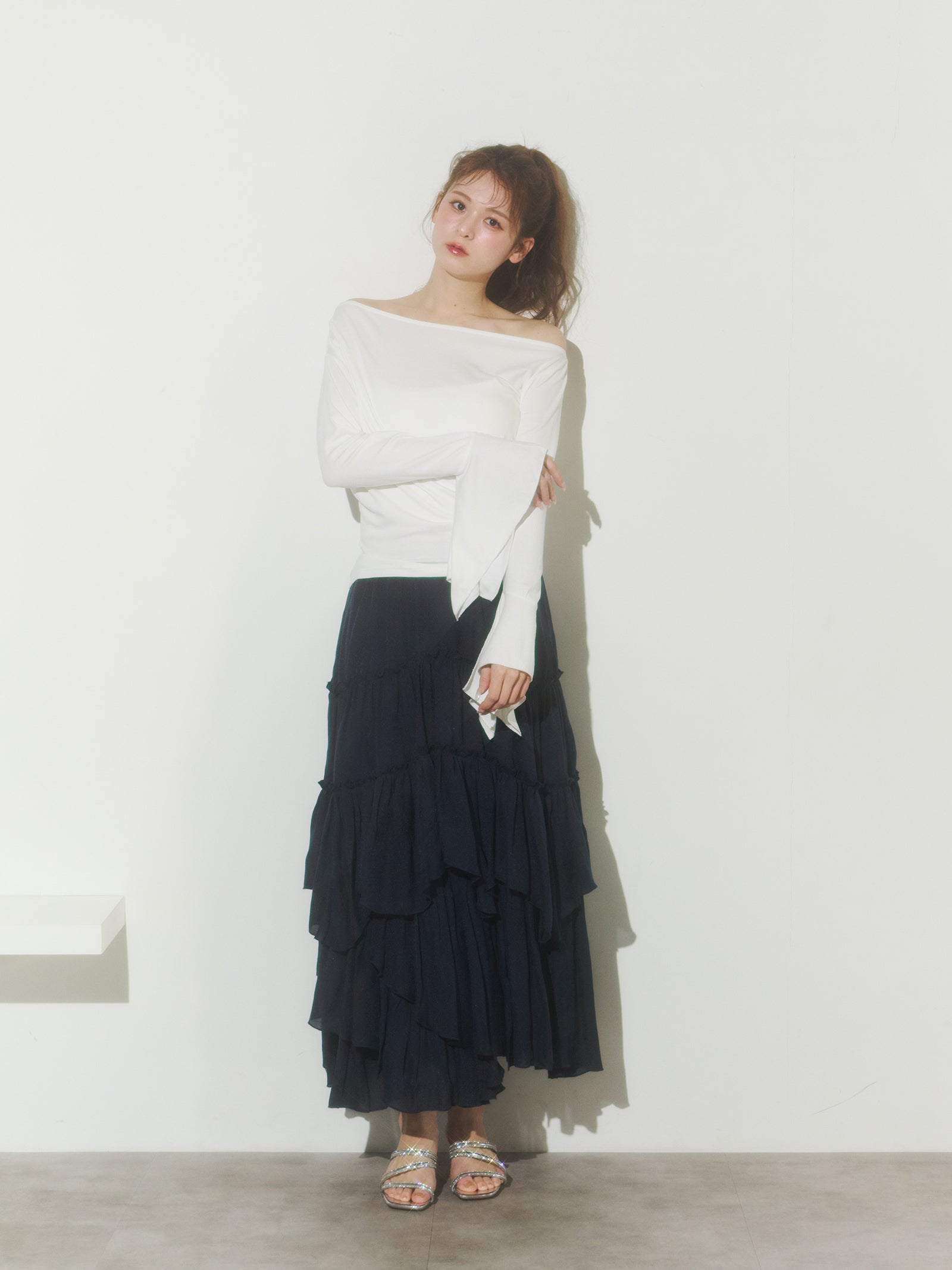 ドレープフレアスリーブカットソー