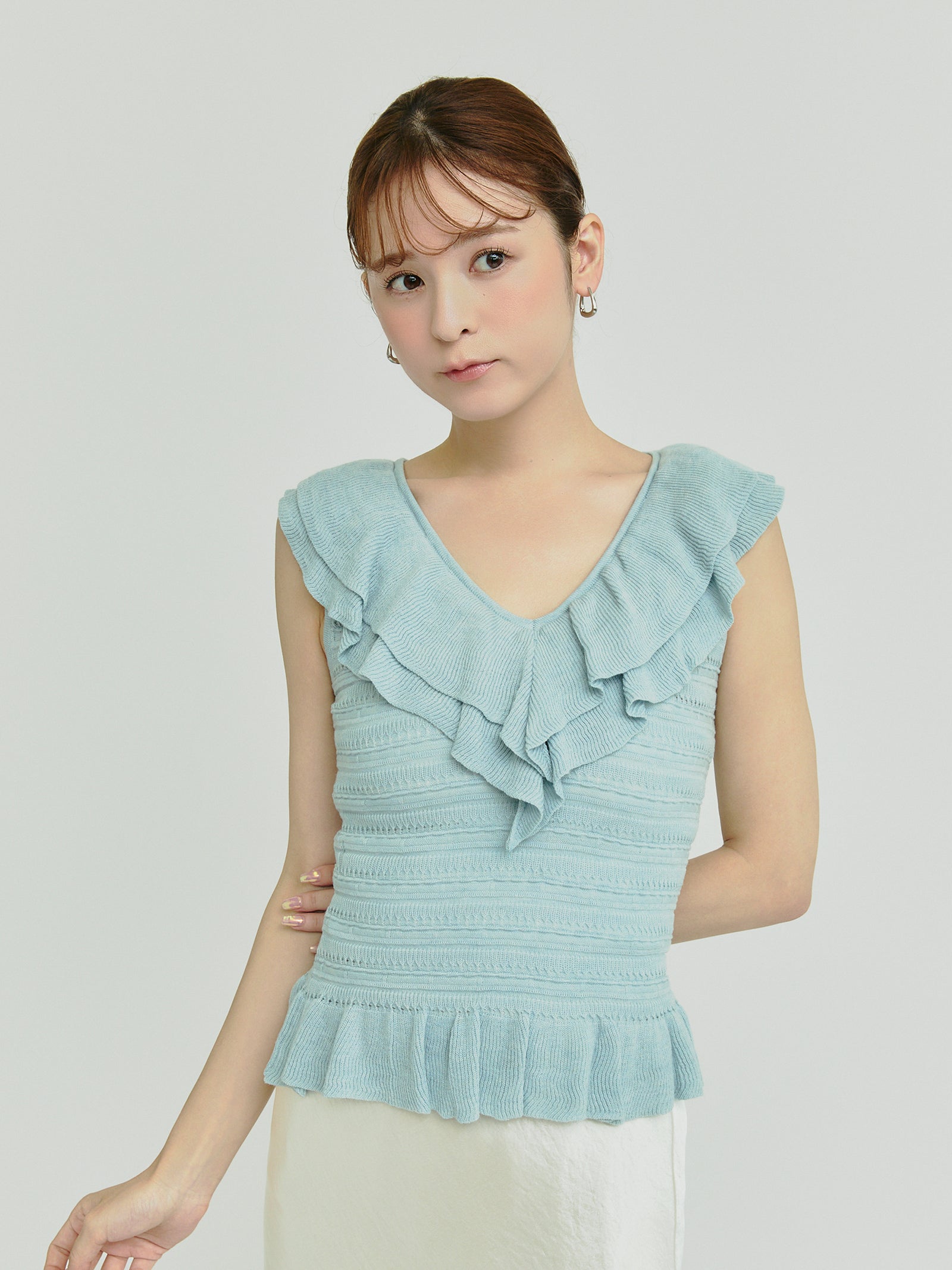 ETRE フリルトップス SANTEスタンドカラーフリルトップス(F WHITE): トップス │ ETRE