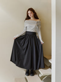 オフショルダーリボンラメニット