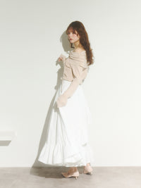 オフショルダーリボンラメニット