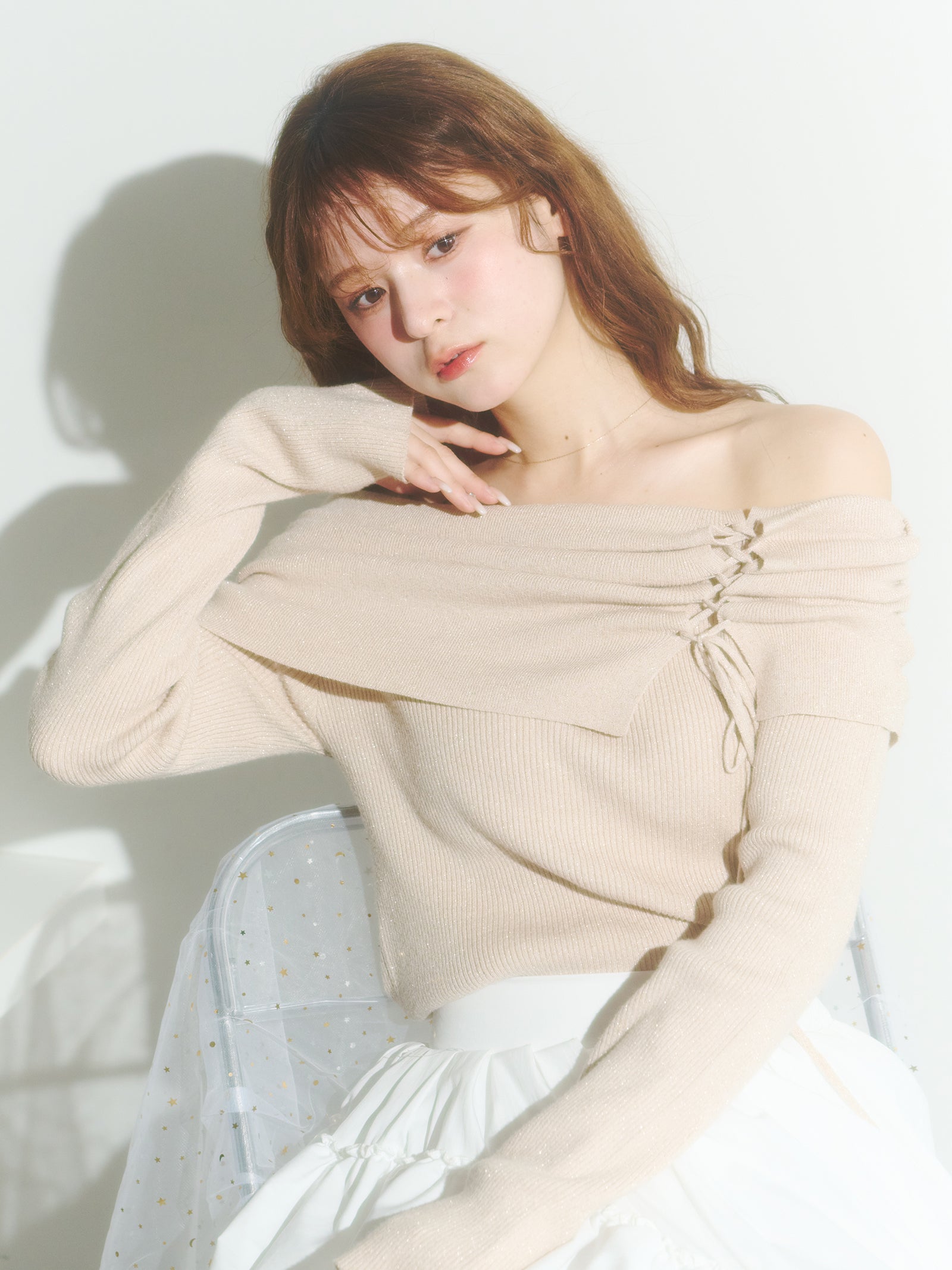 シャギーショートVネックニット