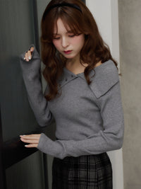 ビックカラーリブニットプルオーバー