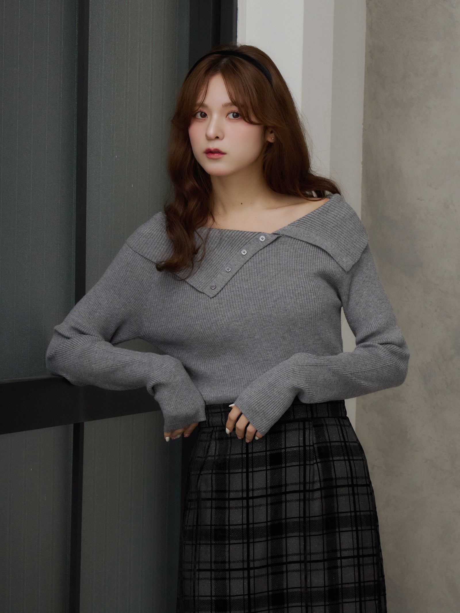 ビックカラーリブニットプルオーバー