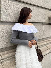 バルーンドッキングフリルニット