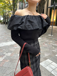 バルーンドッキングフリルニット