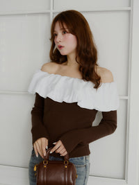 バルーンドッキングフリルニット