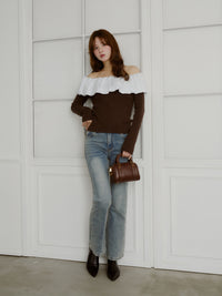 バルーンドッキングフリルニット