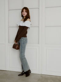 バルーンドッキングフリルニット